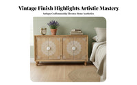 French & design Carved Door Cupboard Vintage Design Carved Double-Door Cabinet Distressed Finish Sideboard sturdy Wood Frame for Guesthouse Owners, Interior Designers, Apartment Dwellers, Entryway, Hallway, Living Room, Bedroom