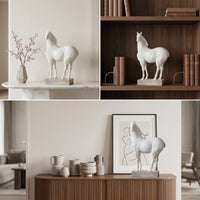 Minimalist Horse Sculpture with Pedestal Elegant Horse Figurine Smooth Decor Timeless for Living Room