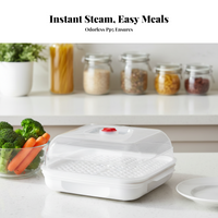 Microwave Steamer with Lid Kitchen Cookware Vented Lids Steam Release Vent for Home Cooks, Adults, Meal Prep, Dorm, Food Storage