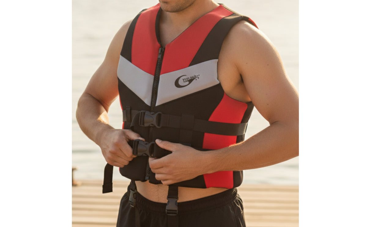 Adjustable Life Jacket with Crotch Strap Sturdy Adult Swim Vest Comfortable Swim Vest with Buckles Ergonomic for Adults, Fishing, Surfing, Kayaking