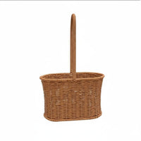 Handwoven Woven Flower Basket with Handle Natural Materials Rattan Design Flower Arrangement Basket Elegant Charm for Florists, Mother's Day