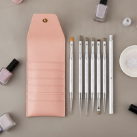 Dual-Ended Metal Nail Art Brush Set with Storage Bag for Builder Gel, Liner, and Painting