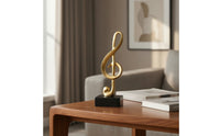 Gold Music Note Statue Golden Musical Note Statue Shiny Musical Symbol Decoration Streamlined for Musicians, Living Room, Office, TV Cabinet, Bookshelf