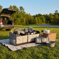 Waterproof Foldable Trunk Storage Box Divided Sections Rectangular Trunk Organizer Side Pockets Collapsible Storage Box Reinforced Edging