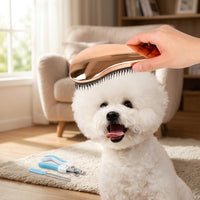 Dog Brush and Detangling Brush for Professional Dog Grooming, Gentle Dog Comb with Ergonomic Handle, Curved Head Teddy Comb for Pet Hair, 1 Pack