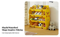 Child-Friendly Design Duck Toy Storage Rack Space-Saving Child S Storage Cabinet with Bins Large Capacity Multi-Bin Toy Organizer Sturdy Construction for Toddlers, Parents, Nursery, Kindergarten, Daycare, Living Room