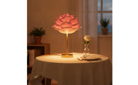 Floral Table Lamp with Rose Shade Gold Rose Lamp Decorative Elegant for Bedroom, Wedding