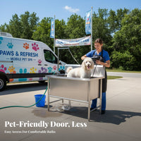 Easy to Clean Stainless Steel Grooming Tub Anti-Slip Design Stainless Steel Dog Wash Station Heavy Duty Professional Pet Bathing Tub Leak-Proof Construction for Veterinarians, Veterinary Medical Facility