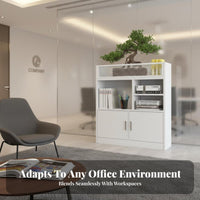 Large Capacity Office Partition Cabinet Stable Structure Low Storage Cabinet with Planter Box Thickened Board Cubicle Divider Bookshelf Soft-Close Hinges for Business Owners, Administrators, Workstation Area, Conference Room