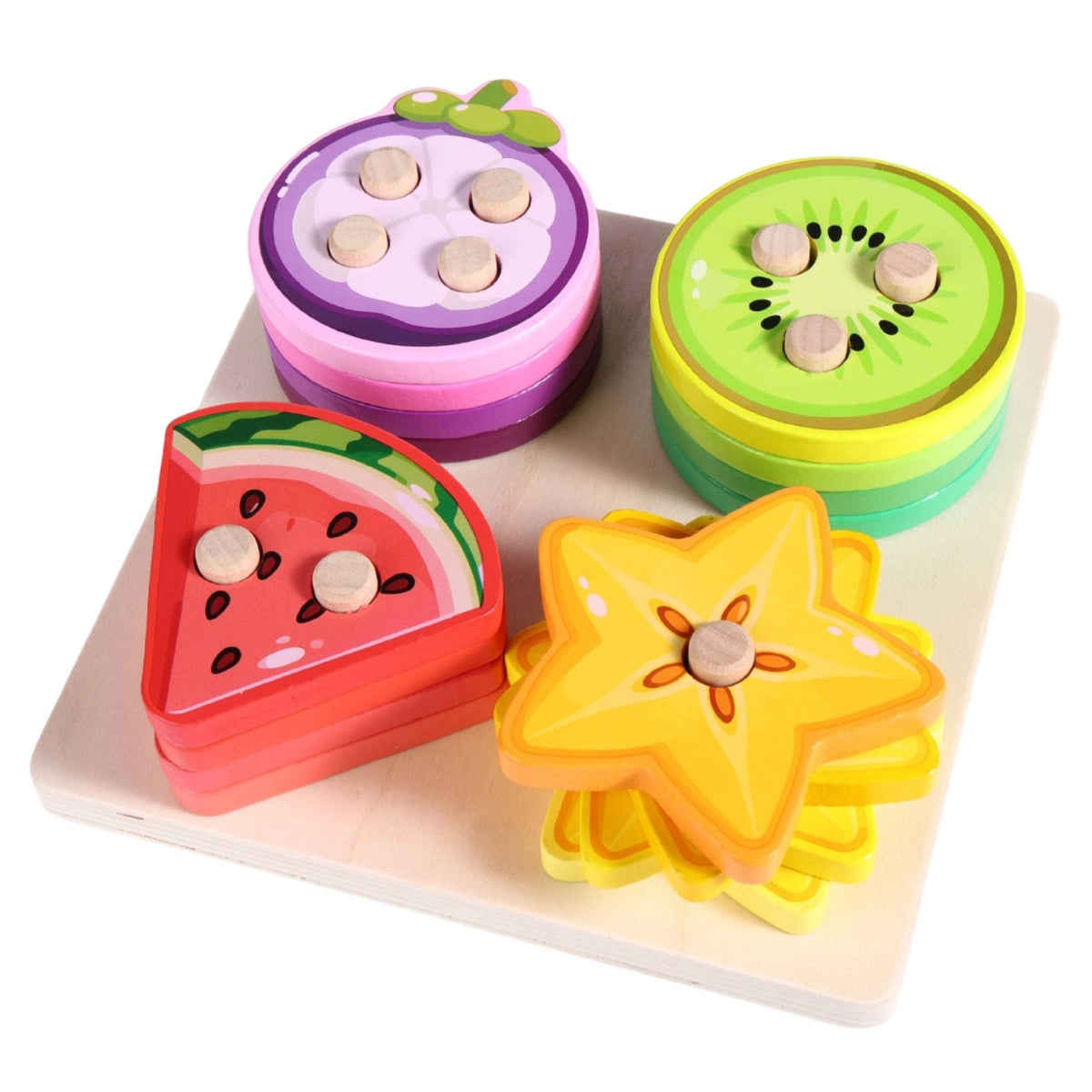 Sorting and Stacking Toy with Pegs Fine Motor Wooden Toy with Peg Columns Early-Learning Color Sorting and Stacking Game for Preschoolers, Classrooms