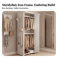 Modular Closet System with Pegboard Unobstructed Design Freestanding Wardrobe System Sturdy Construction Clothing Organizer for Students, Dorm Room