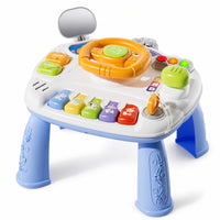 Multifunction Steering Wheel Toy with Stand Interactive Toy Steering Wheel Lights and Sounds Play Center Sensory for Toddlers, Babies