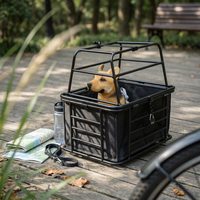 Metal Pet Enclosure Basket Latch Front Pet Transport Black