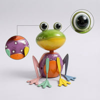 Metal Frog Figurine Hand-Painted Metal Frog Statue Garden Statue Colorful Artisanal for Gardeners, Patio, Balcony