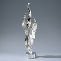 Feather Figurine with Round Base Sculptural Statue Elegant for Bookshelf