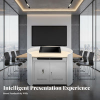 Multi-Functional Multimedia Lectern Cold-Rolled Steel Construction Teacher Presentation Desk Minimalist Design Electronic Lectern Storage Cabinet Rust for Teachers, Speaker S, Classrooms, Conference Rooms, Lecture Halls, Auditoriums