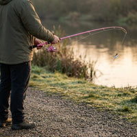 Straight Handle Pink Fishing Rod Guide Rings Carbon Fiber Fishing Rod Black Grip Outdoor Gear Easy to Use