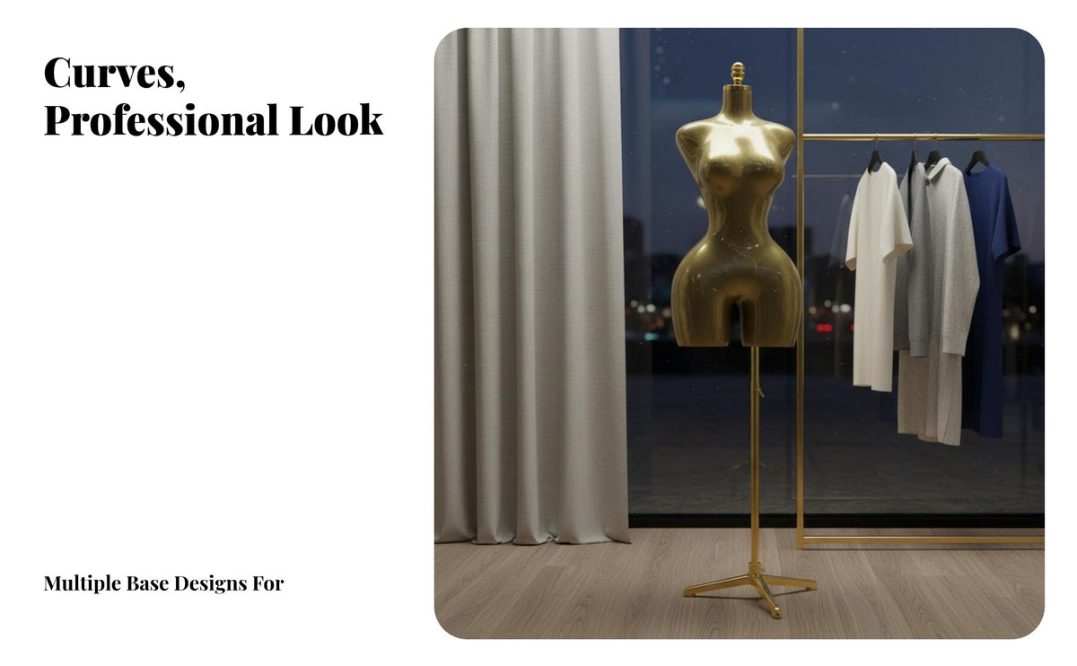Plus Size Female Mannequin Torso Glossy Finish Half Body Clothing Display Model Stable Metal Base Plus-Size Female Mannequin for Retailers, Showroom