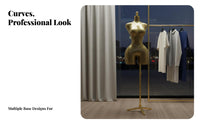 Plus Size Female Mannequin Torso Glossy Finish Half Body Clothing Display Model Stable Metal Base Plus-Size Female Mannequin for Retailers, Showroom