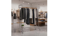 Mobile Double Bar Garment Rack Heavy Duty Double Rail Rolling Clothes Rack Store Fixture for Boutique