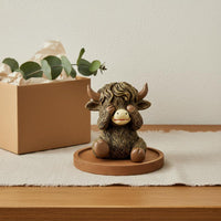 Miniature Mini Highland Cow Figurine Fine Texture Highland Cow Figurine for Bookshelf, Study Room