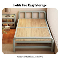 Foldable Design Folding Bed Frame Space-Saving Collapsible Bed Frame Portable Household Furniture Easy Assembly for Office Workers, Apartment Dwellers, Students, Home, Small Bedroom, Guest Room