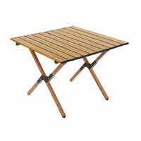 Foldable Roll-up Camping Table Lightweight Wood Grain Folding Table Sturdy Stable for Campers, Vendors, Market Stall