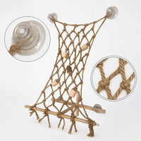Parrot Multi-purpose Glass Suction Perch Vine Swing Bird Toy with Hemp Rope and Wood Stand