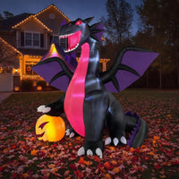 Inflatable Dragon with Pumpkin Lighted Inflatable Dragon Outdoor Yard Decoration for Homeowners, Lawn
