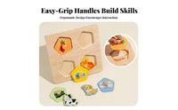 Fine Manual Skills Development Wooden Shape Peg Game Large Easy-Grip Pegs Wooden Creature Peg Game Natural Wood for Preschoolers, Preschool