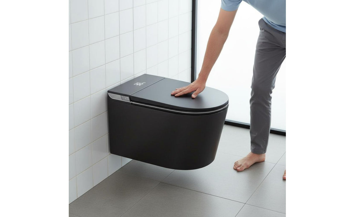 No Water Pressure Limitation Wall-Mounted Smart Toilet Auto Flush Smart Toilet Multiple Wash Modes Heated Seat for High-Elevation Building, Modern Home