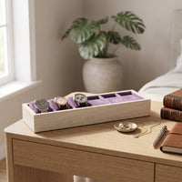 6-Slot Watch Display Tray Wooden Watch Tray with Velvet Lining Compartmentalized Professional for Jewelers, Dresser, Showcase