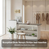 Wide Countertop Salon Reception Counter Sturdy Construction Modern Checkout Counter Wear-Resistant Modern Shop Front Desk Multi-Purpose for Receptionists, Business Owners, Office Managers, Lobby