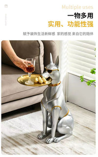 Doberman Dog Figurine with Tray for TV Cabinet