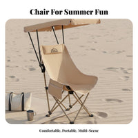 Protection Outdoor Moon Chair Easy Setup Portable Sunshade Chair Ergonomic Design Stable Frame for Fishers, Beachgoers, Sports Spectators, Fishing, Picnic, Backyard, Tailgating
