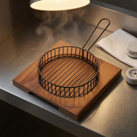 Black Snack Basket Set Loop Handle Wire Basket Tray Square Wooden Snack Board Easy to Clean