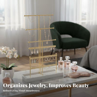 6-Tier Jewelry Stand Large Capacity Necklace and Earring Holder Necklace Holder with Tray Multi-Functional for Bedroom, Closet