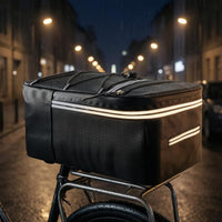 Reflective Waterproof Bike Rack Bag Elastic Bungee Net Rear Rack Bag Side Pocket Cycling Storage