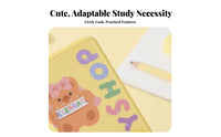 Foldable 2-in-1 perusing Stand and Pen Case Multi-Functional Book Holder Portable writing instrument holder Cute Cartoon Design for Students, Children, School, Dorm Room, Library, Bedroom