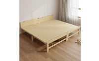 Solid Wood Folding Bed Foldable Design Portable Single Bed Frame No Assembly Required Bedroom Furniture for Adults, Children, Rental Homes, Guest Room