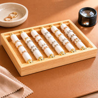 Cloth-Covered-Wrapped Band Holder Display Tray Cylindrical Wooden Band Holder Tray uncoveredFrame Natural Wood Finish