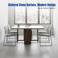 Sintered Stone Folding Dining Table, Space-Saving Extendable Rectangular Table, Multifunctional Mobile Design for Small Apartments