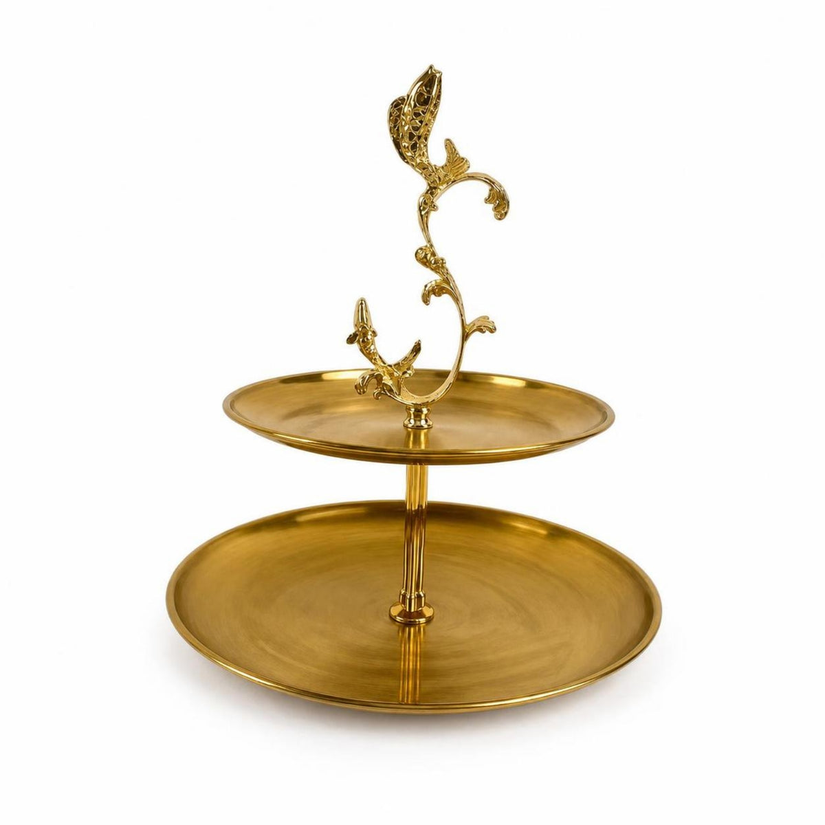 Two-Tier Tray Stand Round Tiered Tray Stand Space-Saving Food Presentation Plate for Hosts, Countertops, Event Displays