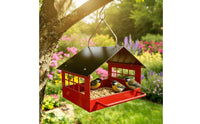 Hanging Bird Feeder Outdoor Bird Feeder with Perch Sturdy Decorative for Nature Lovers, Garden, Backyard