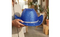 Glittering Blue Cowboy Hat Glittery Headwear Decorative Band Accessory