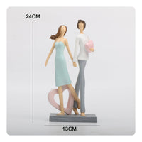 Couple Figurine Carved Statue with Heart Textured Heart Sculpture for Shelf, Bedroom