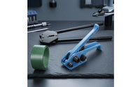 Strapping Kit Handheld Manual Strapping Tool with Buckles Heavy Duty Banding Tool with Strap Roll for Packagers, Warehouse, Carton Bundling