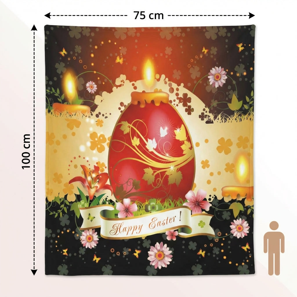 Easter Bunny Blanket Machine Washable Easter Egg Print Blanket Resistant Printed Flannel Throw for Kids, Women, Living Room, Sofa, Outdoor Picnic