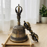 Tibetan Bell with Vajra Antique-Styled Bell with Vajra Handle Traditional for Practitioners, Collectors