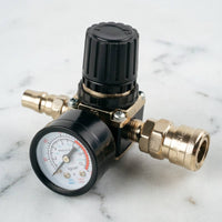 140 PSI Air Regulator with Gauge Square Body Air Compressor Regulator Metal Housing Pressure Reducing Valve Adjustable Knob for Workshop
